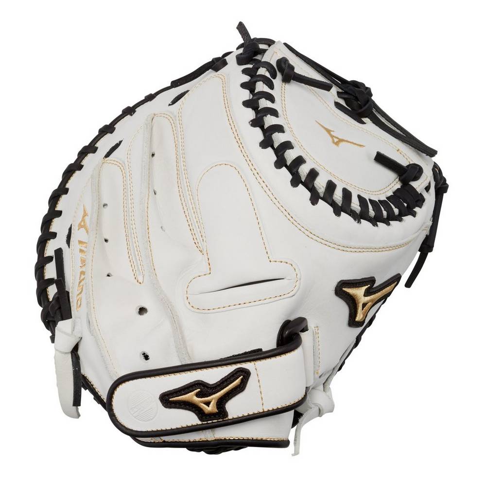 Womens Mizuno MVP Prime Fastpitch 34" Softball Catchers Mitt White/Black Philippines (YQSEIO692)